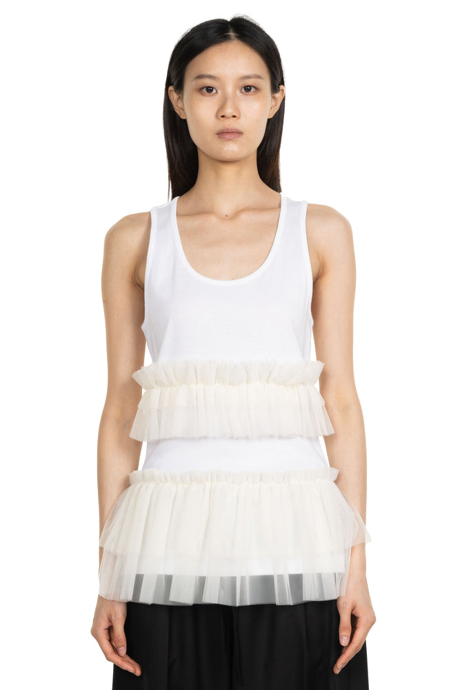 Tutu Hem Tank Top White
