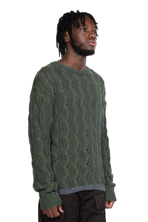 Two Tone Wave Crew-Neck Sweater