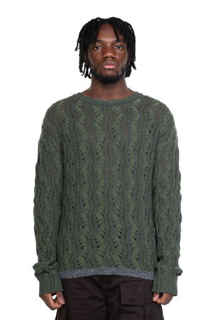 Two Tone Wave Crew-Neck Sweater