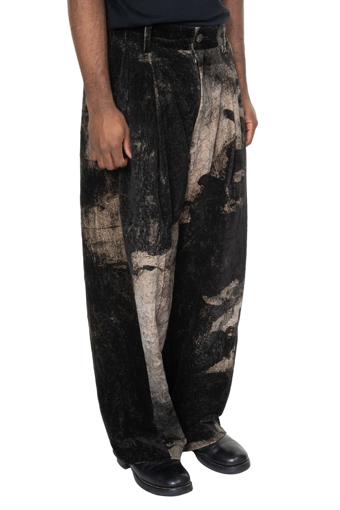 Velvet Drop Crotch Trousers Black