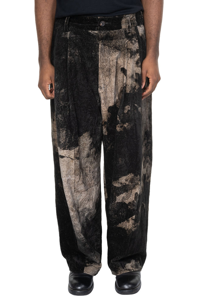 Velvet Drop Crotch Trousers Black