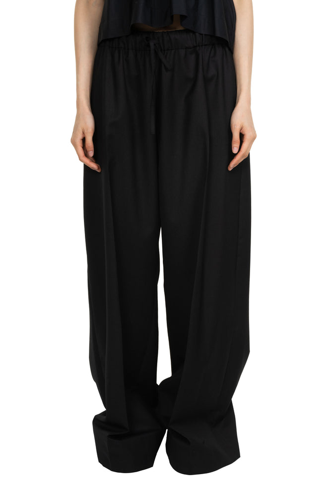 Wide Leg Elasticated Trousers Black