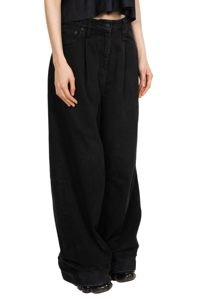 Wide Leg Puddle Jeans with Embroidery