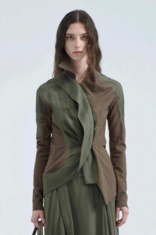 Wool and Linen Shirt Green