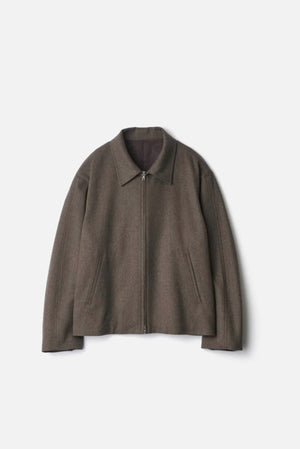 Wool Doeskin Zip Short Jacket Taupe