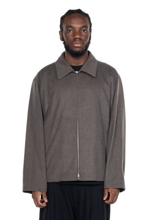Wool Doeskin Zip Short Jacket Taupe