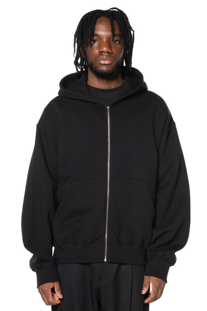 Yak Cotton Sweat Zip Hoodie Black