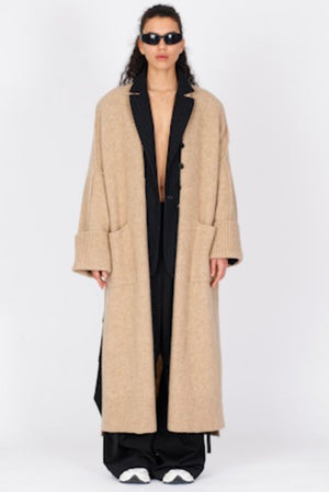 Yak Long Knit Coat Natural