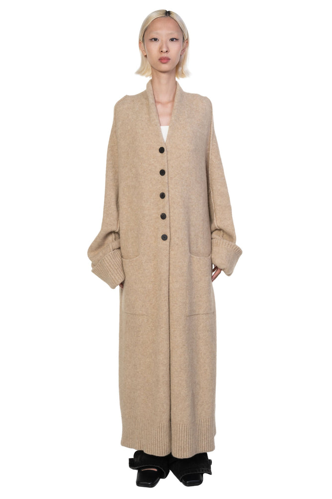 Yak Long Knit Coat Natural