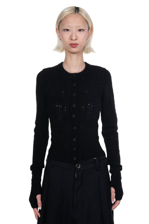 Yak Mesh Cardigan Black