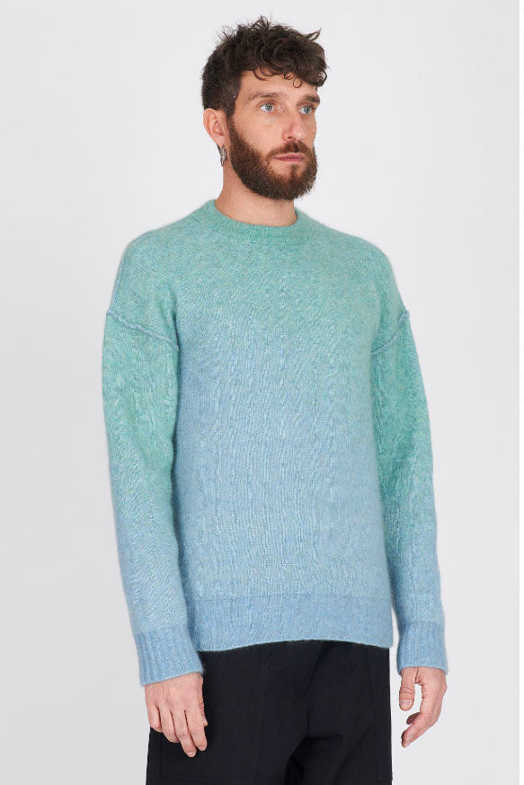 Yak Round Neck Jumper Degrade Colour Turquoise