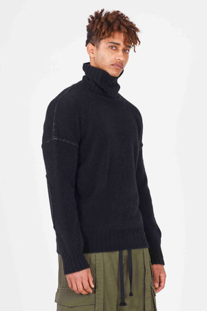 Yak Turtleneck Sweater Contrast Black