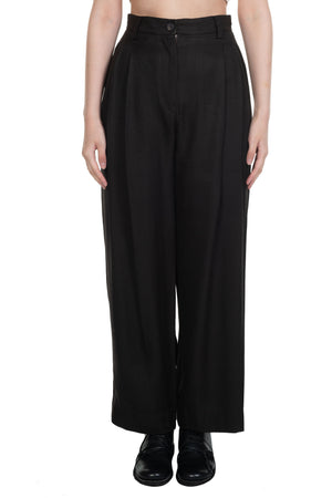 Front Pleats Wide Tapered Trousers