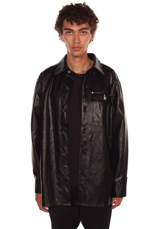 Andersson Bell Spread collar Faux Leather shirt