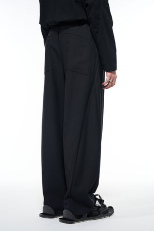 Attempt Black Oversized Wool Trousers