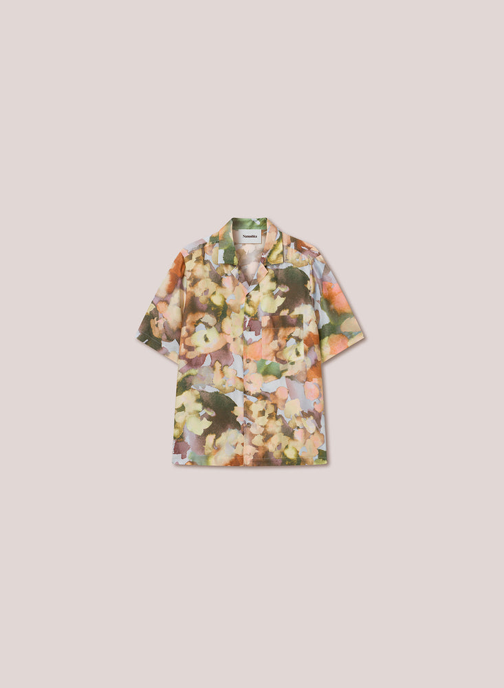 Nanushka Bodil Twill Silk Shirt Watercolor