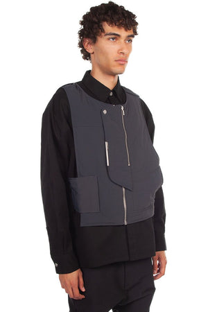 C2H4 Quilted Vest Layered Shirt Jacket