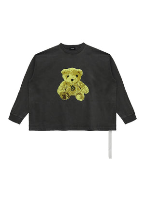 We11done Charcoal Embroidered Teddy Long Sleeve T-shirt