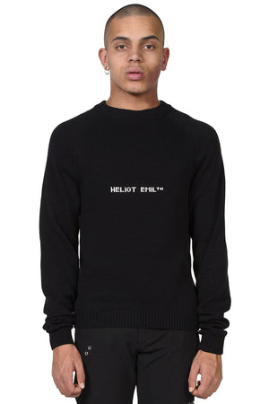 Heliot Emil Black Intarsia Logo Sweater