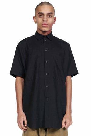 Jan-Jan Van Essche Black Linen Short Sleeve Shirt for Men