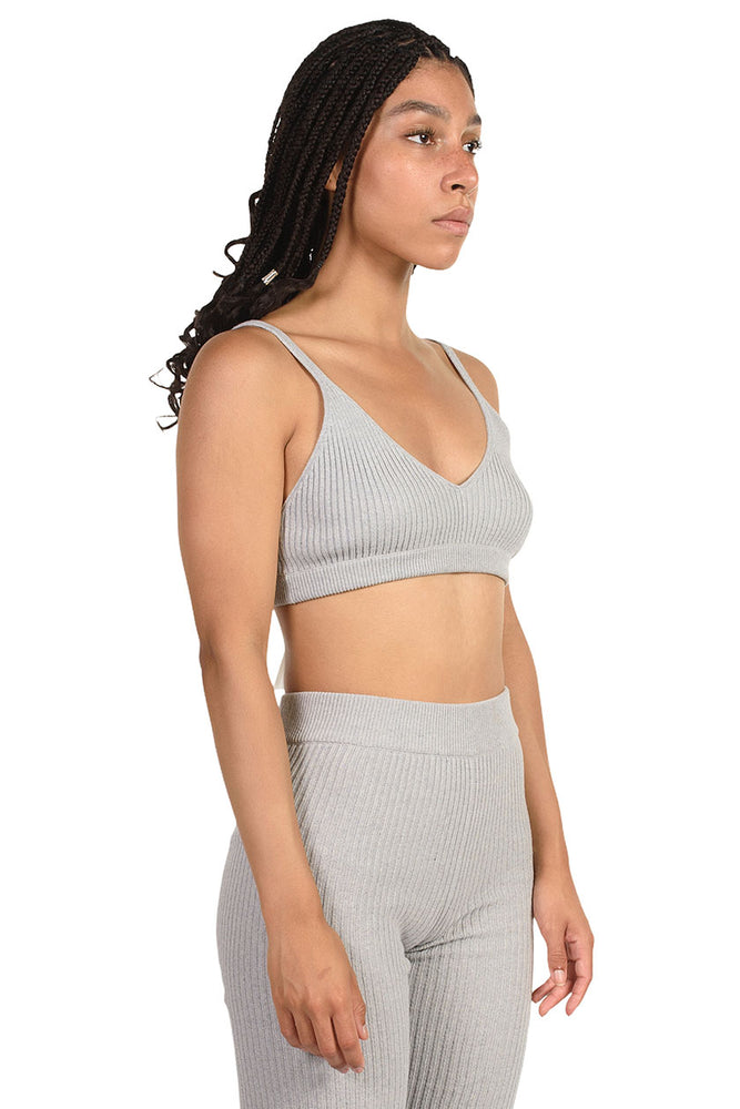 Monica Cordera Pearl Blue Ribbed Knit Top