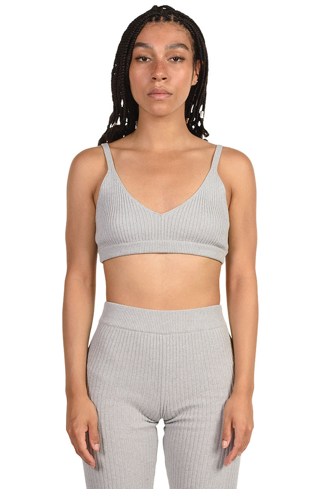 Monica Cordera Pearl Blue Ribbed Knit Top