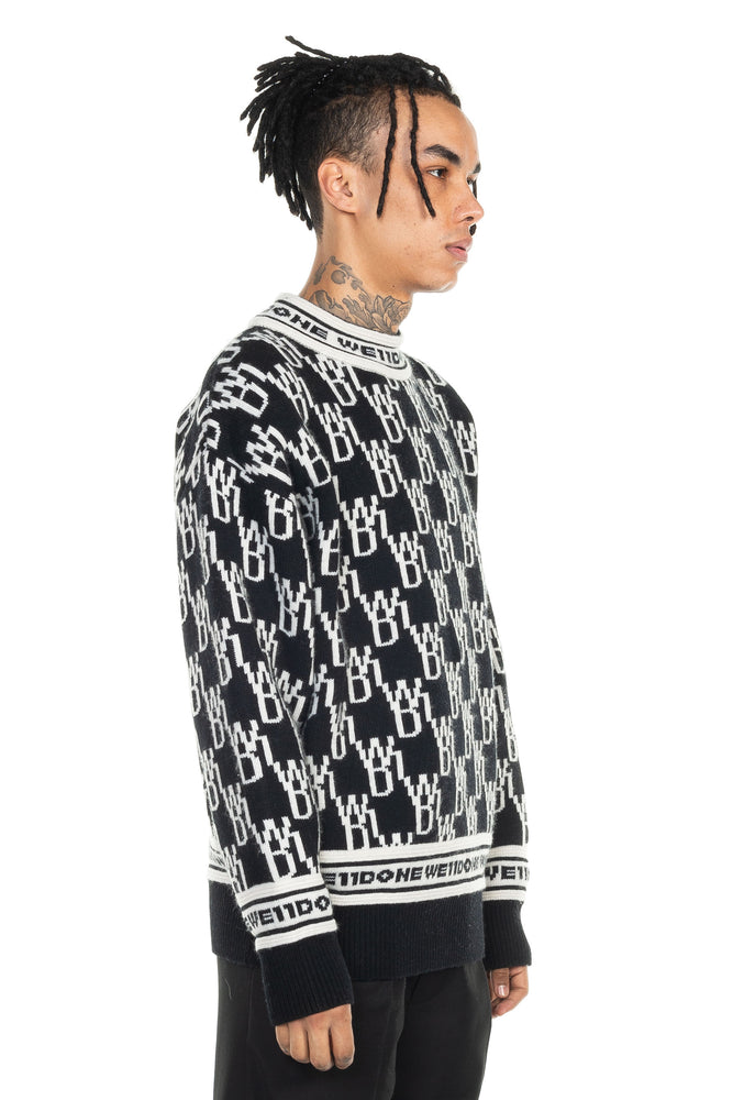 We11done Black & Off-White Logo Sweater