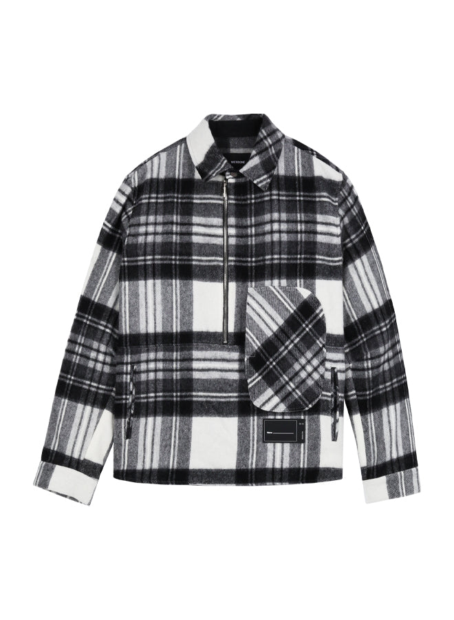 We11done Grey Wool Plaid Anorak Jacket | UJNG