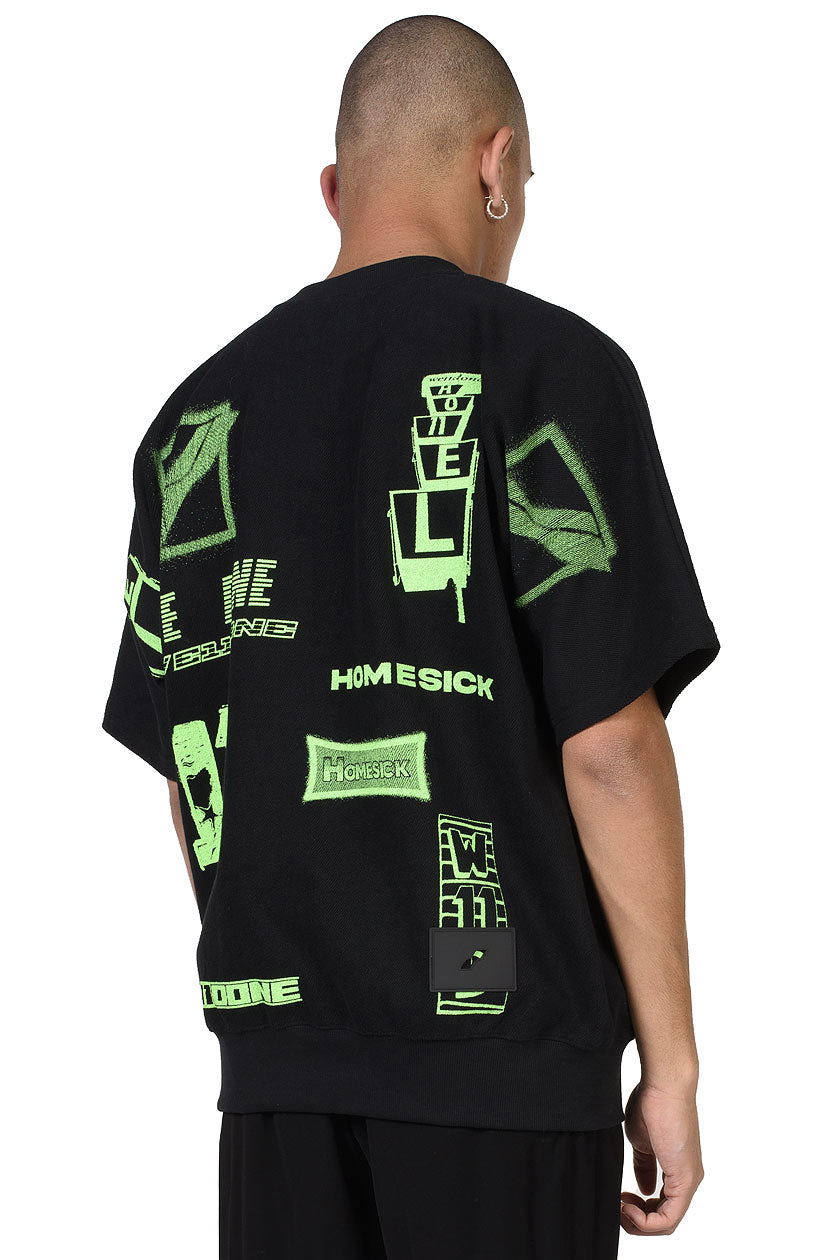 We11done Neon Green Graphic All Over T-Shirt | UJNG