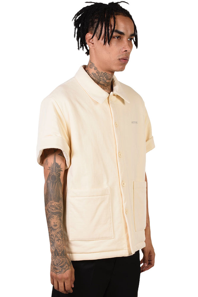 We11done Ivory Short Sleeve Padded Shirt