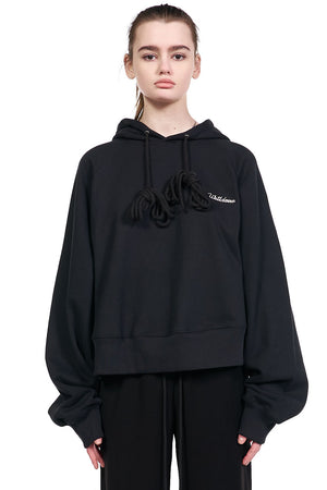 We11Done Black Embroidery Cropped Hoodie