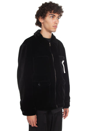 We11done Black Faux-Fur Zip-Up Jacket for Men