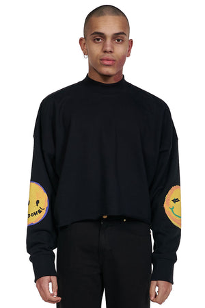 We11done Black Smiley Cropped Sweatshirt