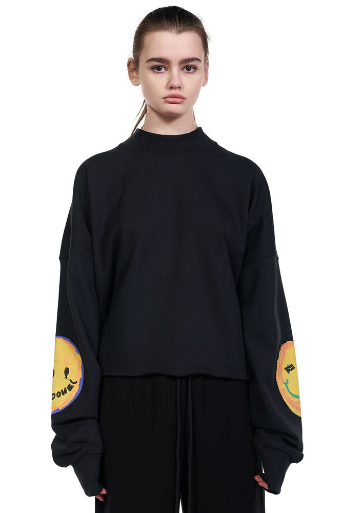 We11done Black Smiley Raw Edge Sweatshirt
