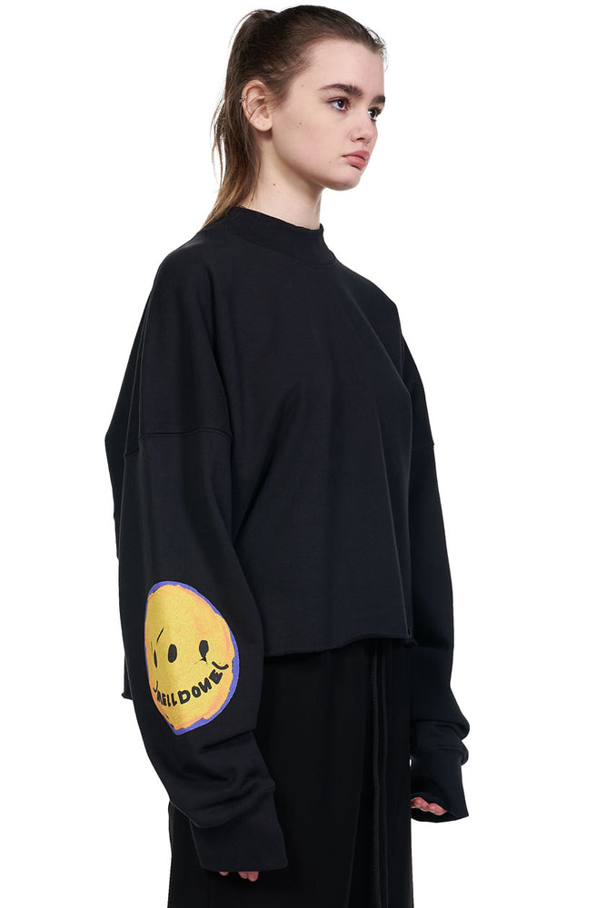 We11done Black Smiley Raw Edge Sweatshirt