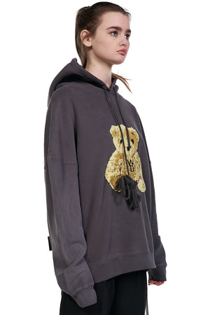 We11done Charcoal Embroidered Teddy Hoodie