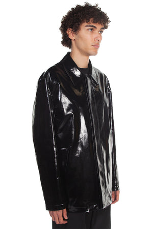 We11done Glow in the Dark Logo Faux Leather Jacket for Men