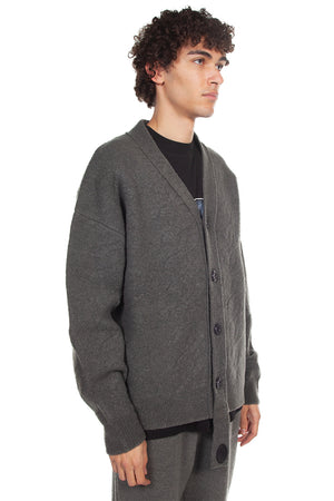 We11done Grey Felted Knit Cardigan for Men