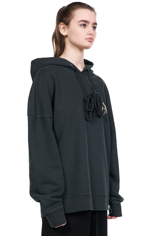 We11done Dark Green Pearl Logo Hoodie