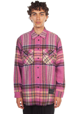 We11done Pink Wool Check Shirt 