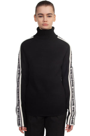 We11done Wool Logo Stripe Turtleneck