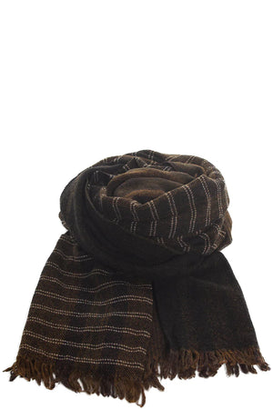 Ziggy Chen Brown and Green Wool Scarf