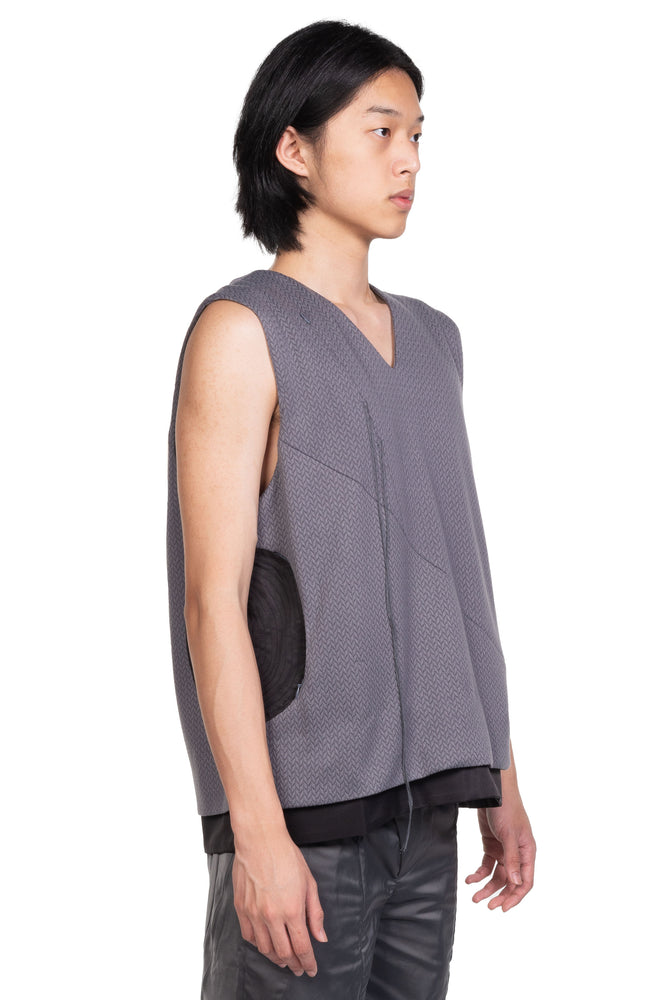 Aenrmous Asymmetrical But Symmetrical Vest Grey