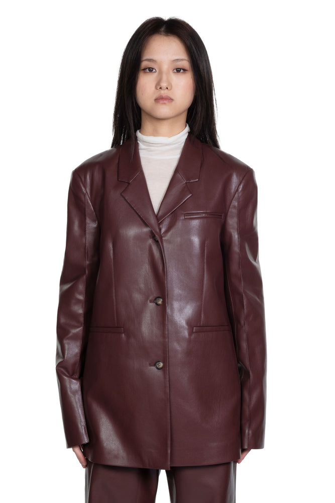 Nanushka Ariza Boxy Fit Blazer Plum