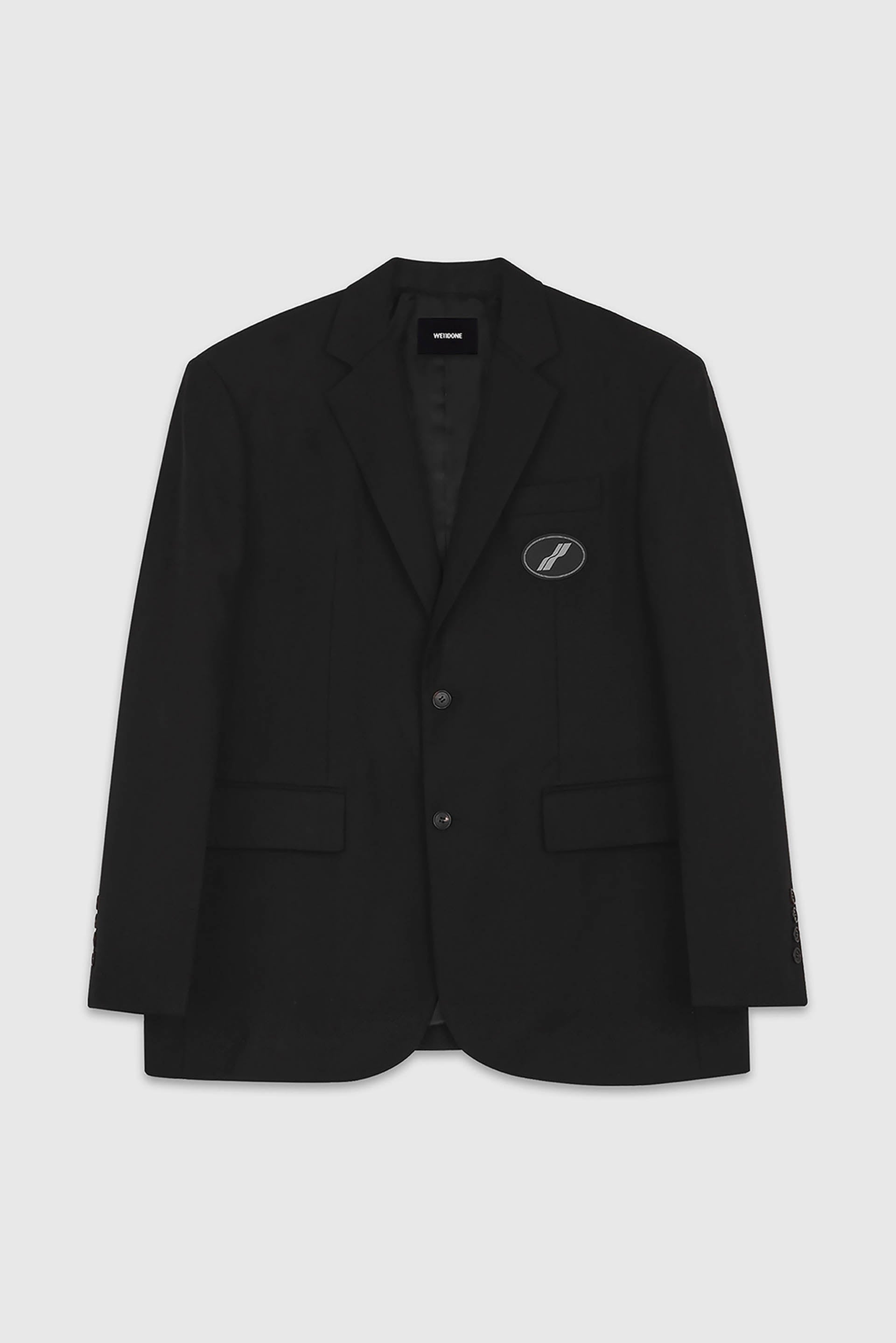 We11done Black Oversized Suit Logo Blazer | UJNG
