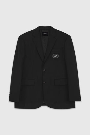 We11done Black Oversized Suit Logo Blazer
