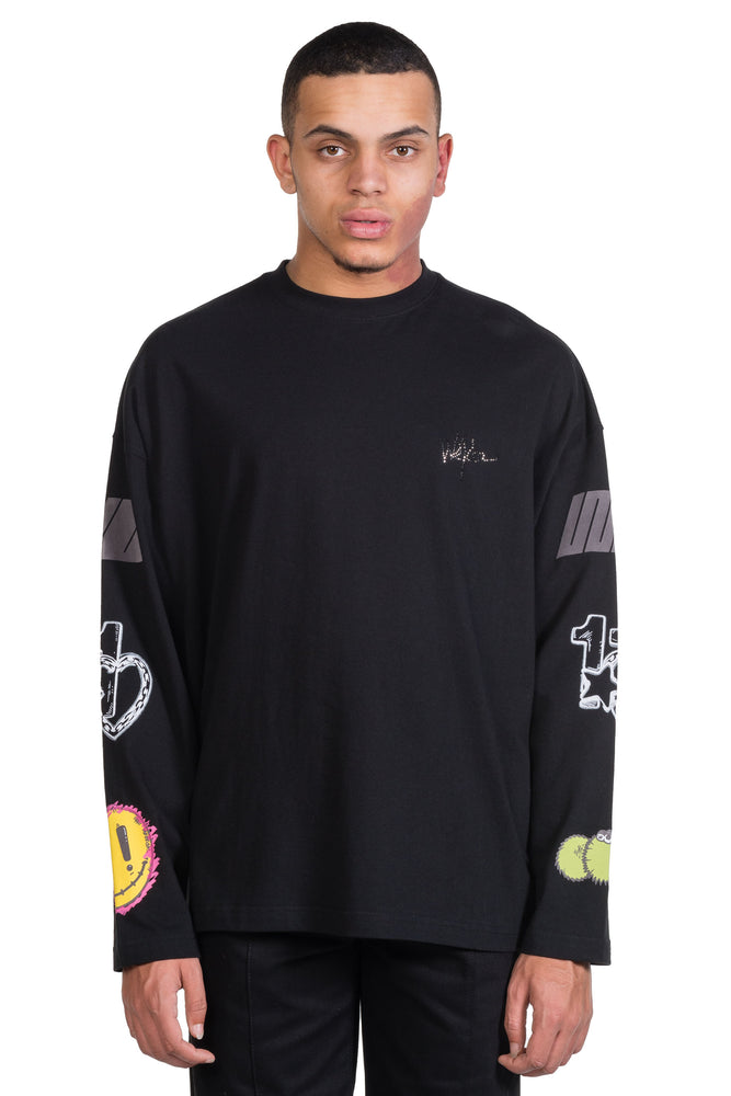 We11done Black We11done Heart Logo LS T-Shirt