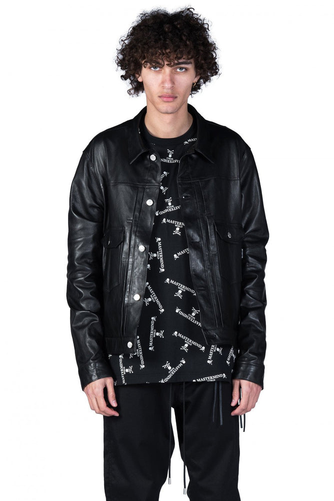 Mastermind World Black Leather Jacket. 