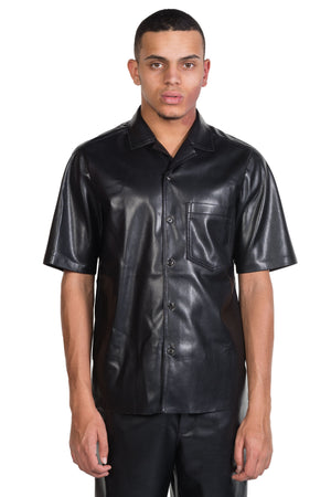 Nanushka Bodil Vegan Leather Shirt Black