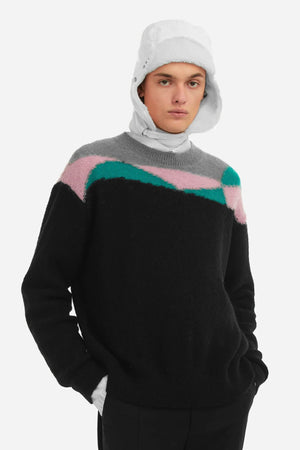 C2H4 Ellipse Panelled Mohair Sweater Black 